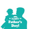 Father Carrying Daughter On His hands. Father`s Day hand drawn illustration isolated on white. Family, Parent, Offspring, Love Royalty Free Stock Photo