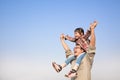 Father carrying his daughter on shoulders Royalty Free Stock Photo