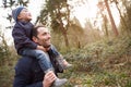 Father Carrying Son On Shoulders During Countryside Walk Royalty Free Stock Photo