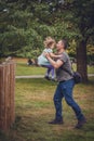 Father catching daughter Royalty Free Stock Photo