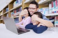 Father censoring internet contents from the kids Royalty Free Stock Photo