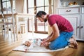 Father changing a baby girl at home. Royalty Free Stock Photo