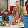 Father and child cooking