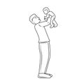 Father and child happy fathers day black outline drawing