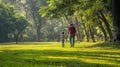 Father and Child in Park.AI generated image Royalty Free Stock Photo