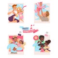 Father and Child Playing and Having Fun Together Enjoying Recreation Activity Vector Set Royalty Free Stock Photo