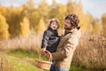 Father and child in the wild forest Royalty Free Stock Photo