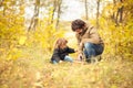 Father and child in the wild forest. Royalty Free Stock Photo