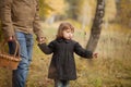 Father and child in the wild forest. Royalty Free Stock Photo