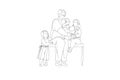 Father, children and cat leisure time together vector Royalty Free Stock Photo