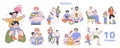 Father and children relationships set. Happy loving family, positive parenting