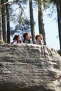 Father And Children Resting On Hike Through Countryside Royalty Free Stock Photo