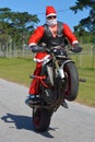 Father Christmas doing a wheelie