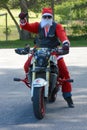 Father Christmas on motorcycle