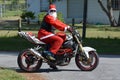 Father Christmas on motorcycle