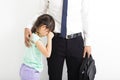 Father comforting his crying daughter Royalty Free Stock Photo