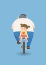 Father and daughter on bicycle illustration