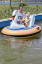 Father and daughter on boat