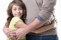 Father-daughter bond unseen dad, loving embrace