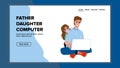 father daughter computer vector Royalty Free Stock Photo