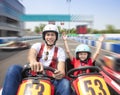 Father and daughter driving go kart Royalty Free Stock Photo