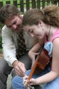 Father Daughter Guitar Lesson 2 Royalty Free Stock Photo