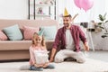 father and daughter having fun and celebrating Royalty Free Stock Photo