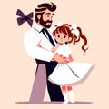 Father and daughter hugging each other. Cute little girl hugs her dad. AI generated