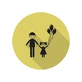father with daughter long shadow icon. Simple glyph, flat vector of FAMILY icons for ui and ux, website or mobile application Royalty Free Stock Photo