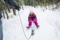 Father and daughter outdoor in the winter forest Royalty Free Stock Photo