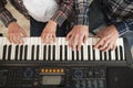 father daughter playing piano. High quality photo Royalty Free Stock Photo