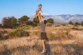 Father and daughter playing together outdoor Family lifestyle vacation Royalty Free Stock Photo