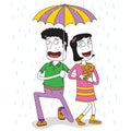 Father & daughter in the rain Royalty Free Stock Photo