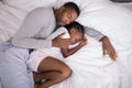 Father and daughter sleeping on bed at home Royalty Free Stock Photo