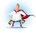 Father daughter and son playing superhero at the day time Royalty Free Stock Photo