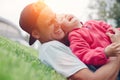 Father and daughter spending time in the park, happy family Royalty Free Stock Photo