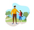 Father and Daughter Spending Time Walking in Park. Royalty Free Stock Photo