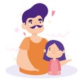 Father and daughter with stars and hearts vector design
