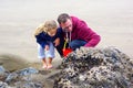 Father Child Explore Tide Pool Sea Life Royalty Free Stock Photo