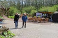 Senior father and daughter are recreating in the tea garden, Netherlands Royalty Free Stock Photo