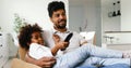 Father And Daughter Watching Television Royalty Free Stock Photo