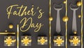 Father day card with ties, gifts and golden ribbons Royalty Free Stock Photo