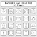Father Day Hand Drawn Icon Set On White And Grey Square Royalty Free Stock Photo
