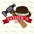 Father day poster with a hat an hammer