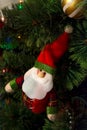 Father Frost at Christmas tree with garland and gifts Royalty Free Stock Photo