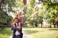 Father giving daughter piggyback ride Royalty Free Stock Photo