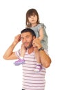 Father giving piggyback to his daughter Royalty Free Stock Photo