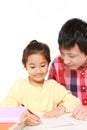 Father helping his daugther doing homework Royalty Free Stock Photo