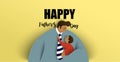 Father with his children. Happy fathers day card. Vector illustration Royalty Free Stock Photo