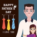father his daughter card icon Royalty Free Stock Photo